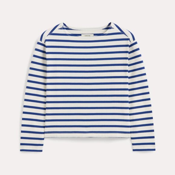 Everlane Women's Mariner T-Shirt in Bone/Mazarine Blue, Size Extra Small, Cotton - Picture 3 of 4